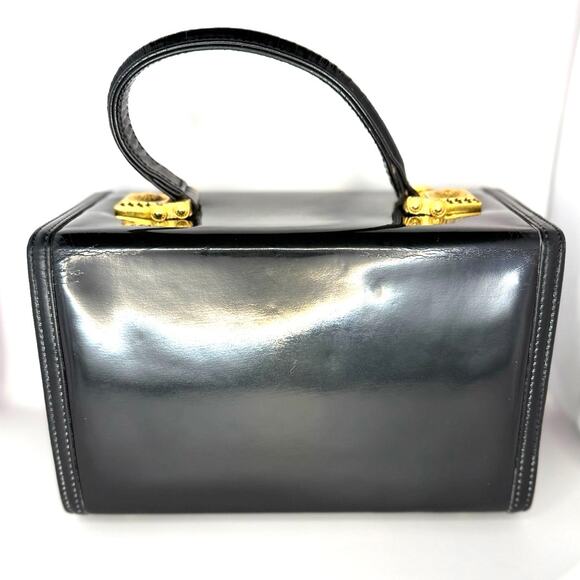Versace Vintage Top Handle Patent Leather Tote with Gold Hardware - Picture 2 of 11